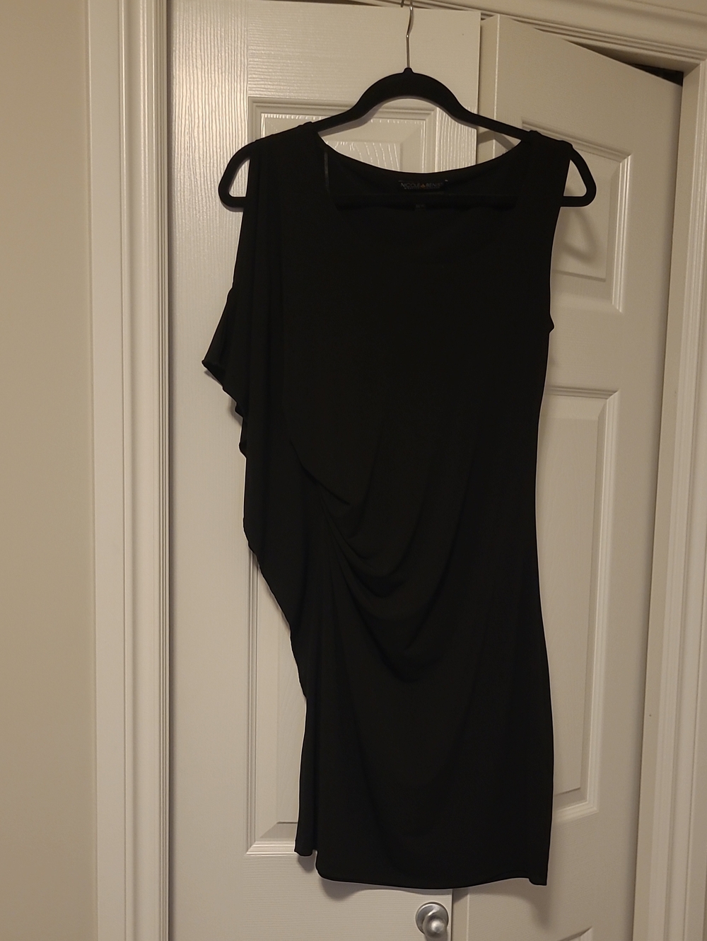 Draped Asymmetric Black Women’s Dress